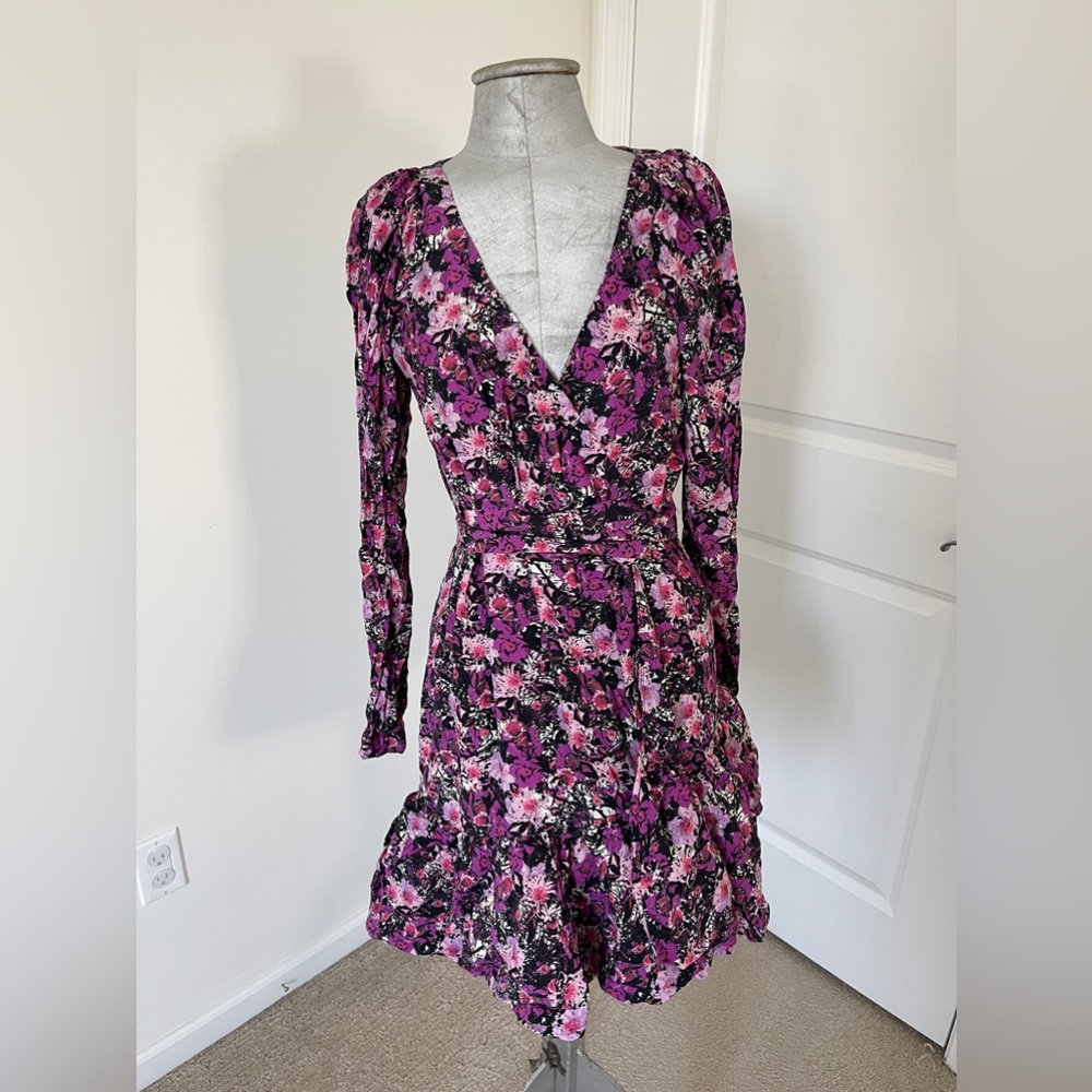 ROTATE FLORAL PRINT WRAP MINI DRESS LONG SLEEVE LIKE NEW WORN ONCE